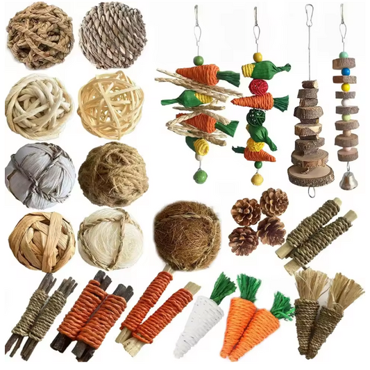 Natuurlijk Kauwspeelgoed voor Konijnen en Knaagdieren – Handgeweven Stro en Rotan Speelbal