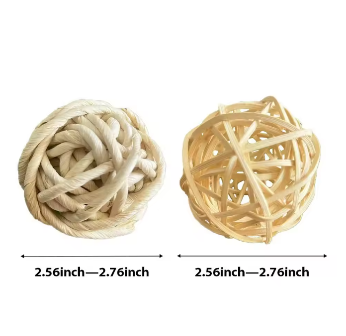 Natuurlijk Kauwspeelgoed voor Konijnen en Knaagdieren – Handgeweven Stro en Rotan Speelbal