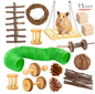 Houten Kauwspeelgoed Set voor Konijnen en Knaagdieren – Natuurlijk Speelgoed voor Kleine Dieren