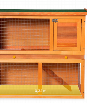 Houten Konijnenhok met 2 Verdiepingen – Konijnenkooi met Oprit en Schoonmaaklade
