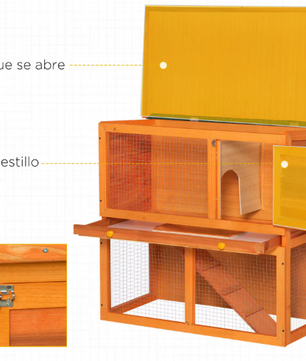 Houten Konijnenhok met 2 Verdiepingen – Konijnenkooi met Oprit en Schoonmaaklade