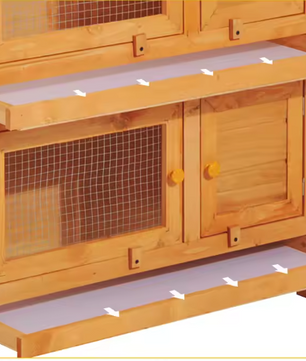 Houten Konijnenhok 2 Verdiepingen – Buitenverblijf met Dak en Schoonmaakladen