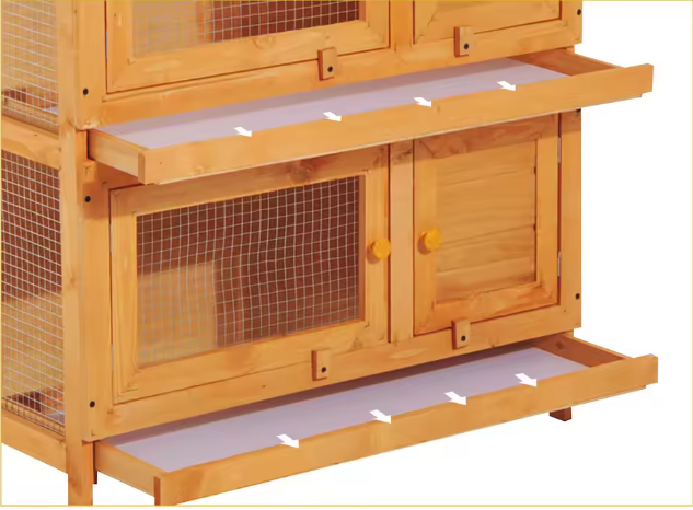 Houten Konijnenhok 2 Verdiepingen – Buitenverblijf met Dak en Schoonmaakladen