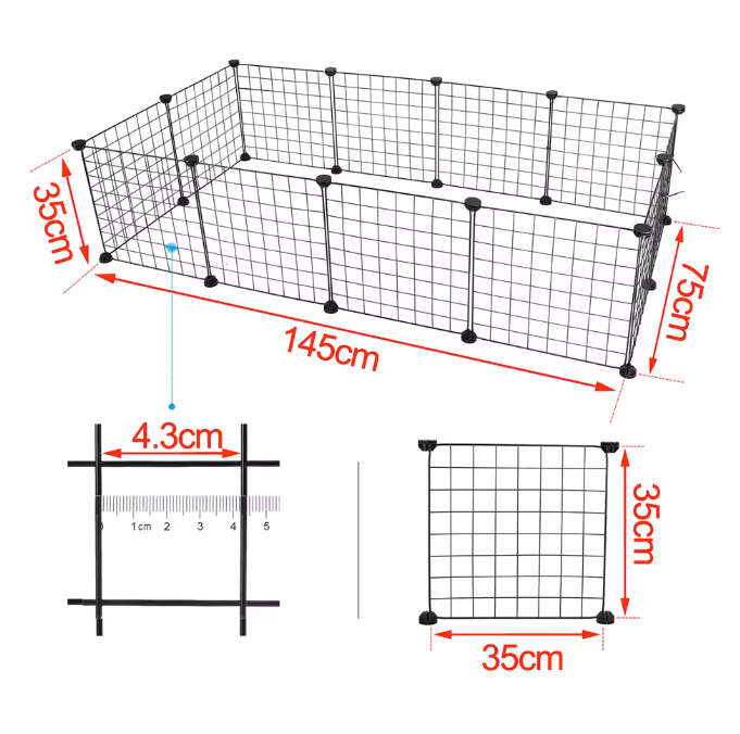 Modulaire Dierenren voor Kleine Huisdieren – Metalen Puppybox met 12 Panelen