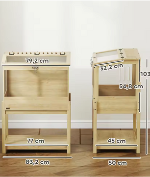 Houten Hamsterkooi met 2 Verdiepingen – Grote Knaagdierenkooi met Acrylvenster