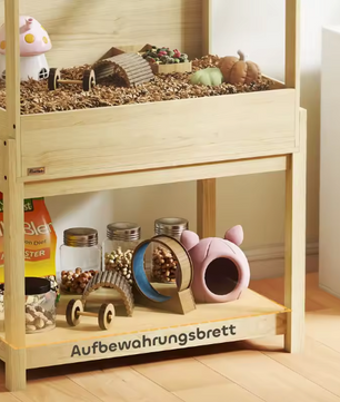 Houten Hamsterkooi met 2 Verdiepingen – Grote Knaagdierenkooi met Acrylvenster