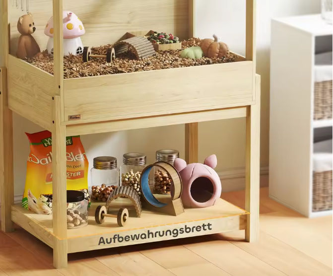 Houten Hamsterkooi met 2 Verdiepingen – Grote Knaagdierenkooi met Acrylvenster