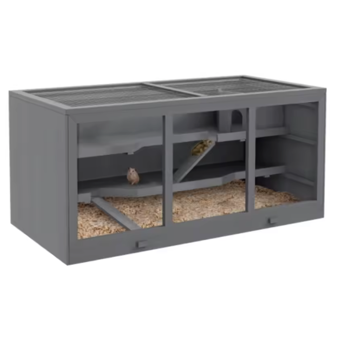 Houten Hamsterkooi met 3 Verdiepingen – Ruime Knaagdierkooi met Trap