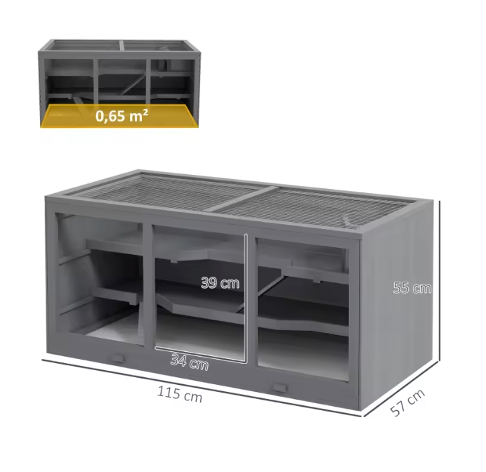 Houten Hamsterkooi met 3 Verdiepingen – Ruime Knaagdierkooi met Trap