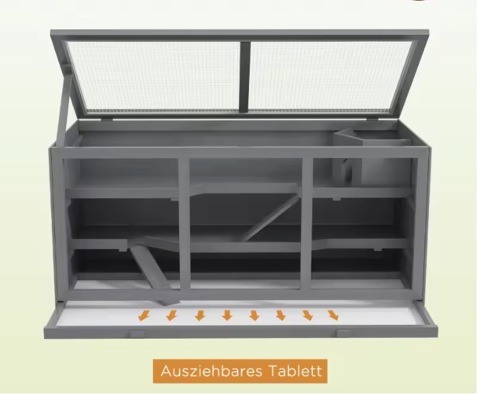Houten Hamsterkooi met 3 Verdiepingen – Ruime Knaagdierkooi met Trap