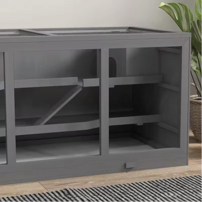Houten Hamsterkooi met 3 Verdiepingen – Ruime Knaagdierkooi met Trap