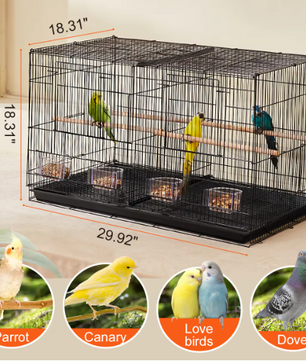 Stapelbare Vogelkooi met Verdeler – Ruime Reiskooi met Zitstokken