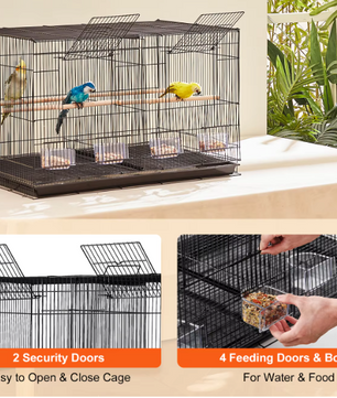 Stapelbare Vogelkooi met Verdeler – Ruime Reiskooi met Zitstokken