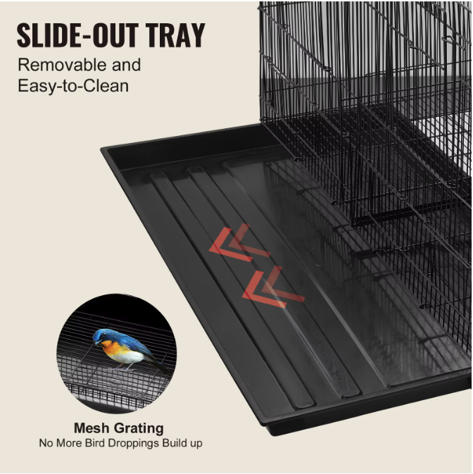 Stapelbare Vogelkooi met Verdeler – Ruime Reiskooi met Zitstokken
