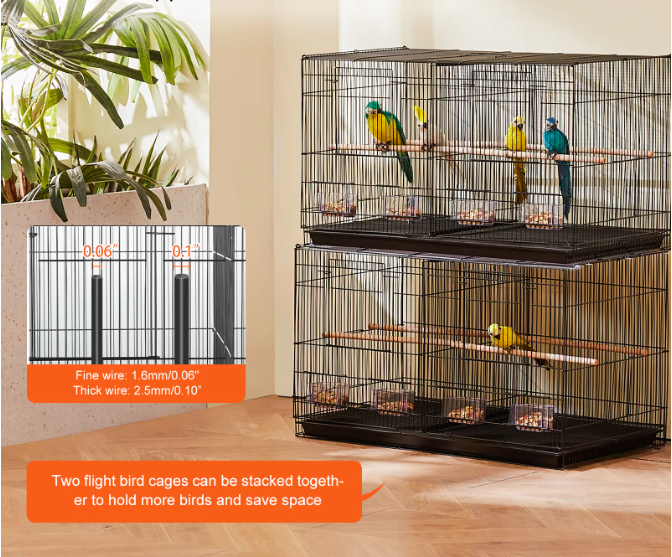 Stapelbare Vogelkooi met Verdeler – Ruime Reiskooi met Zitstokken