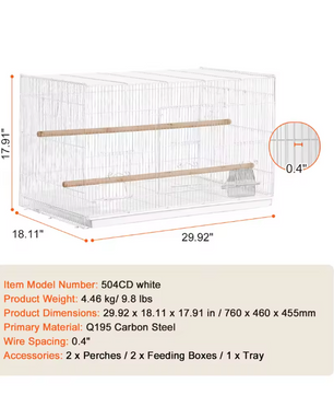 Stapelbare Vogelkooi met Verdeler – Ruime Reiskooi met Zitstokken