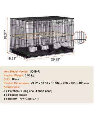 Stapelbare Vogelkooi met Verdeler – Ruime Reiskooi met Zitstokken