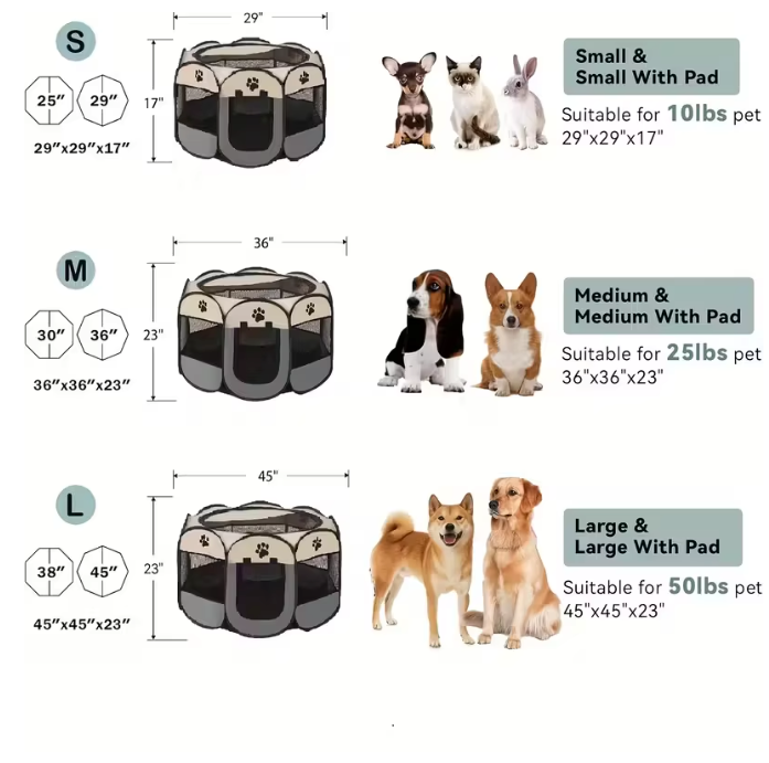 Opvouwbare Huisdierbox voor Honden en Katten – Draagbare Speelren van Oxford Stof