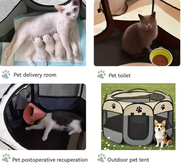 Opvouwbare Huisdierbox voor Honden en Katten – Draagbare Speelren van Oxford Stof