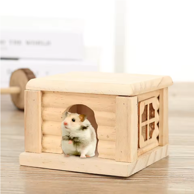 Houten Hamsterhuis met Raam – Schuilplaats voor Hamsters en Knaagdieren