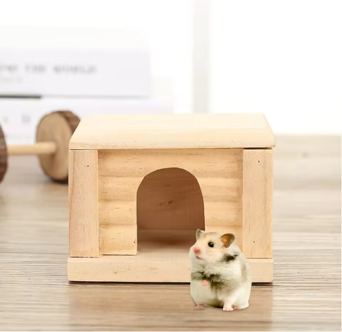 Houten Hamsterhuis met Raam – Schuilplaats voor Hamsters en Knaagdieren