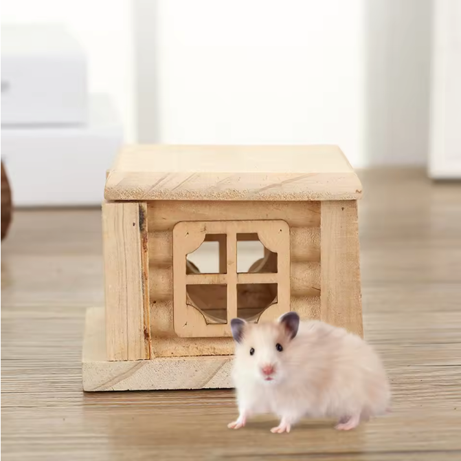 Houten Hamsterhuis met Raam – Schuilplaats voor Hamsters en Knaagdieren