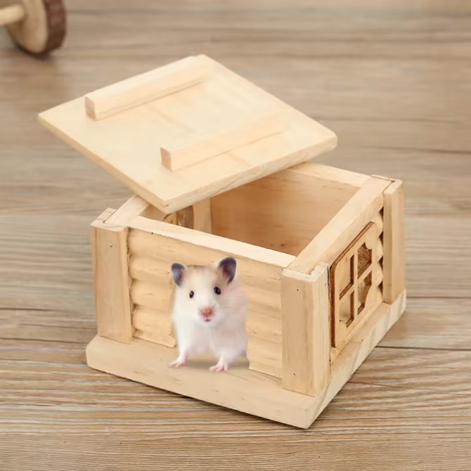 Houten Hamsterhuis met Raam – Schuilplaats voor Hamsters en Knaagdieren