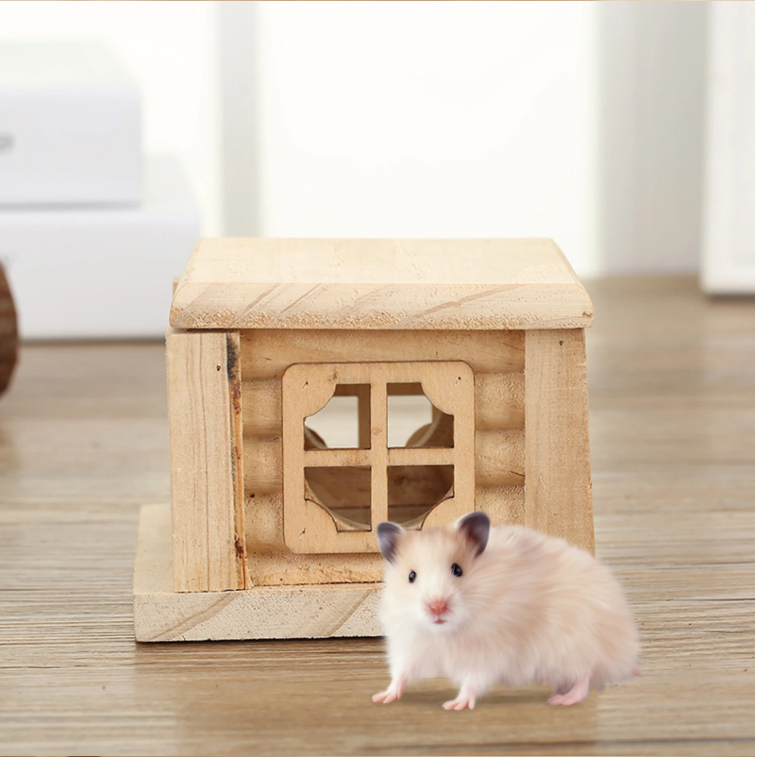 Houten Hamsterhuis met Raam – Schuilplaats voor Hamsters en Knaagdieren