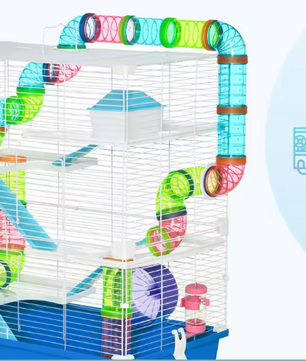 Hamsterkooi met Platforms, Tunnel en Oefenwiel – Complete Kooi voor Knaagdieren