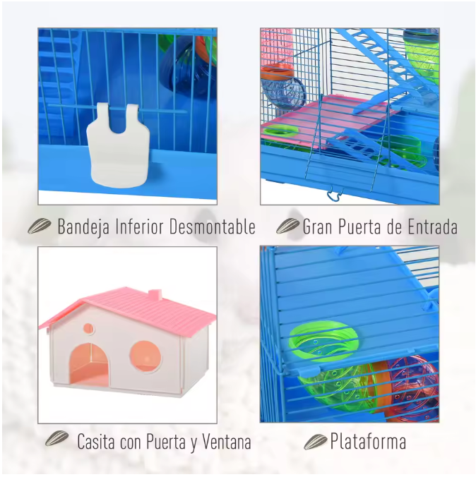 Multilevel Hamsterkooi met Platforms, Tunnel en Oefenwiel – Knaagdierkooi met Accessoires