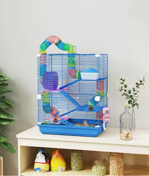 Hamsterkooi met 5 Verdiepingen, Tunnel en Oefenwiel – Knaagdierkooi met Accessoires
