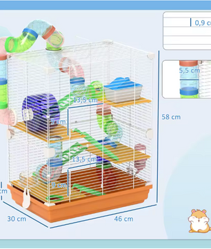 Hamsterkooi met 5 Verdiepingen, Tunnel en Oefenwiel – Knaagdierkooi met Accessoires