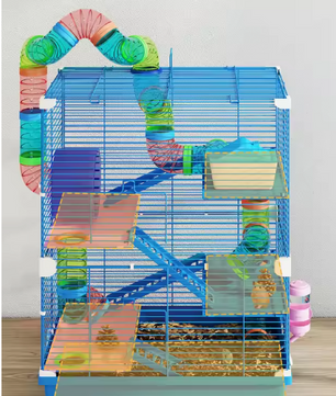 Hamsterkooi met 5 Verdiepingen, Tunnel en Oefenwiel – Knaagdierkooi met Accessoires