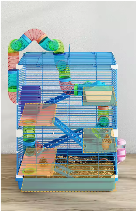 Hamsterkooi met 5 Verdiepingen, Tunnel en Oefenwiel – Knaagdierkooi met Accessoires