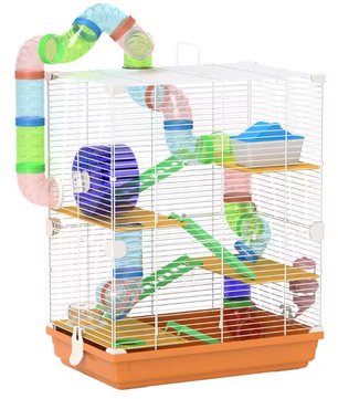 Hamsterkooi met 5 Verdiepingen, Tunnel en Oefenwiel – Knaagdierkooi met Accessoires