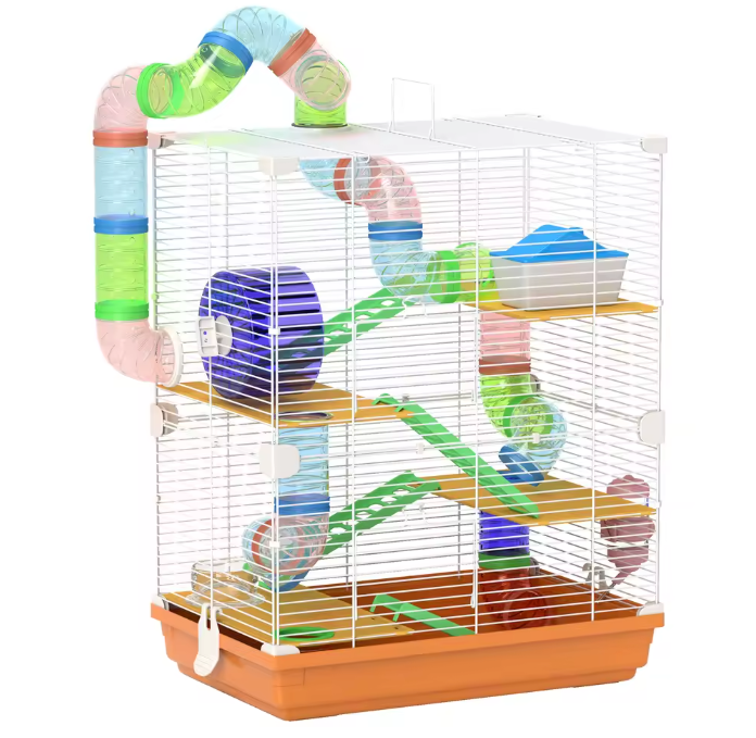 Hamsterkooi met 5 Verdiepingen, Tunnel en Oefenwiel – Knaagdierkooi met Accessoires