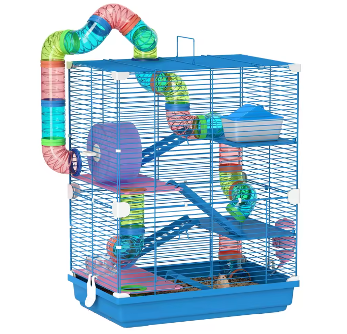 Hamsterkooi met 5 Verdiepingen, Tunnel en Oefenwiel – Knaagdierkooi met Accessoires