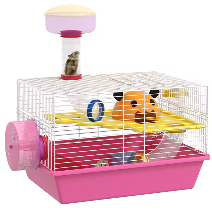 Hamsterkooi met Observatietoren, Oefenwiel en Huis – Complete Knaagdierkooi