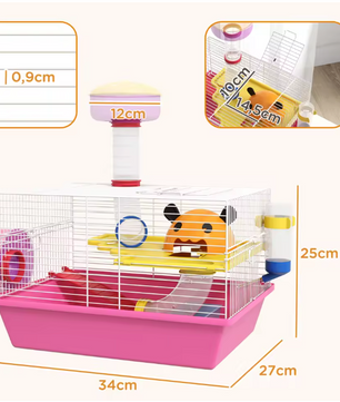 Hamsterkooi met Observatietoren, Oefenwiel en Huis – Complete Knaagdierkooi