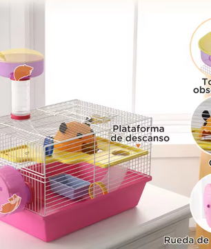 Hamsterkooi met Observatietoren, Oefenwiel en Huis – Complete Knaagdierkooi