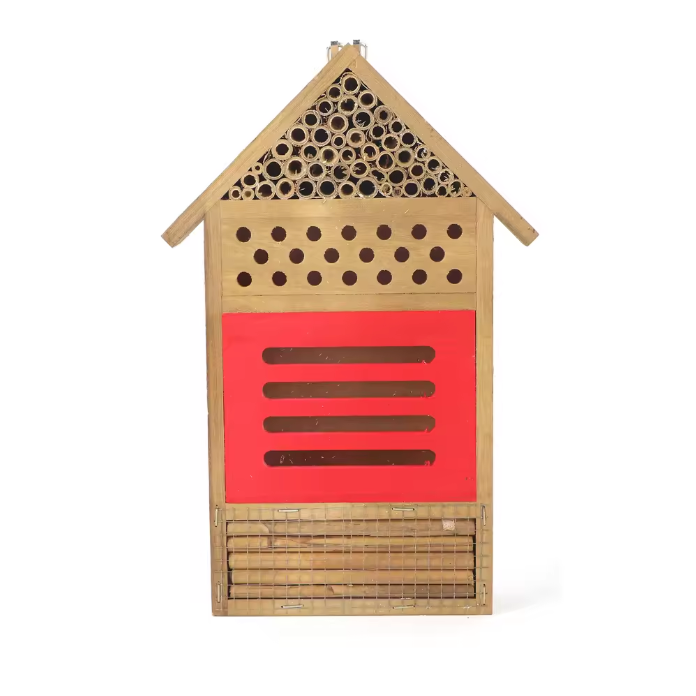 Houten Insectenhotel met Buistunnels – Bijenhuis voor Tuin en Nuttige Insecten