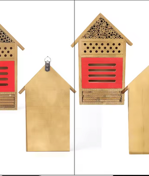 Houten Insectenhotel met Buistunnels – Bijenhuis voor Tuin en Nuttige Insecten