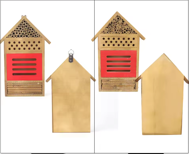 Houten Insectenhotel met Buistunnels – Bijenhuis voor Tuin en Nuttige Insecten