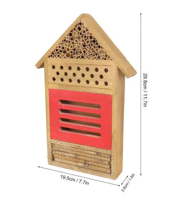Houten Insectenhotel met Buistunnels – Bijenhuis voor Tuin en Nuttige Insecten