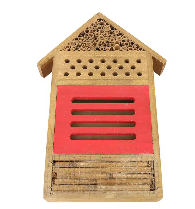 Houten Insectenhotel met Buistunnels – Bijenhuis voor Tuin en Nuttige Insecten