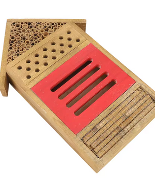 Houten Insectenhotel met Buistunnels – Bijenhuis voor Tuin en Nuttige Insecten