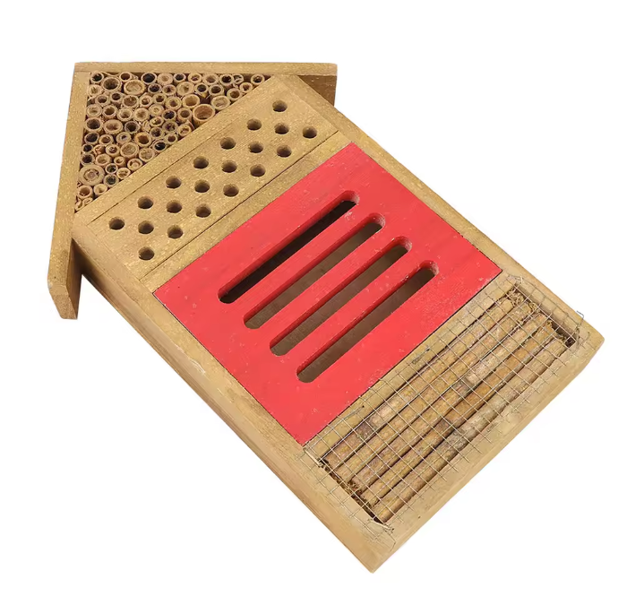 Houten Insectenhotel met Buistunnels – Bijenhuis voor Tuin en Nuttige Insecten