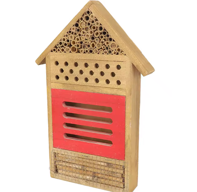 Houten Insectenhotel met Buistunnels – Bijenhuis voor Tuin en Nuttige Insecten