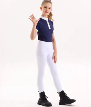 Kinderpaardrijbroek met Volledig Siliconen Zitvlak – Hoge Elasticiteit en Ademend Gebreid Materiaal