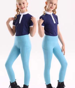 Kinderpaardrijbroek met Volledig Siliconen Zitvlak – Hoge Elasticiteit en Ademend Gebreid Materiaal